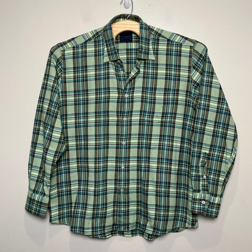 Calder Carmel Men's Button Down Shirt XL Green Plaid Long Sleeve Limited Edition